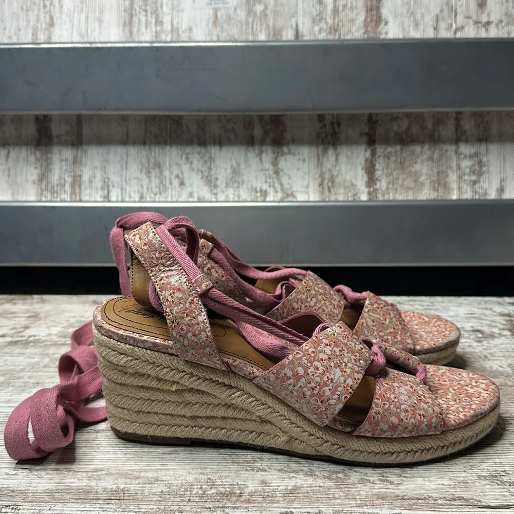 PATRICIA NASH Riva Wedge Sandals Blush Bouquet, SZ 10M